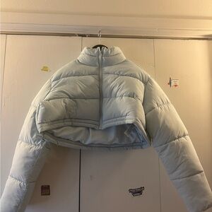Forever 21 Blue Puffer Jacket Quilted Design
